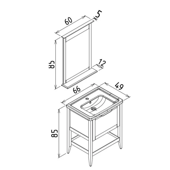 Orka Bastle 65 cm Mat Lacivert Banyo Dolabı Takımı - Resim 2