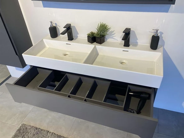 Orka Malta 120 cm Mat Gri Banyo Dolabı Takımı - Resim 3