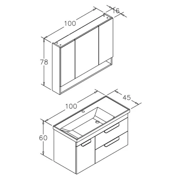 Orka Nova 100 cm Ceviz Banyo Dolabı Takımı - Resim 6