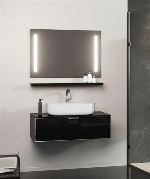 Orka Yalıköy 90 cm Parlak Beyaz Banyo Dolabı Takımı