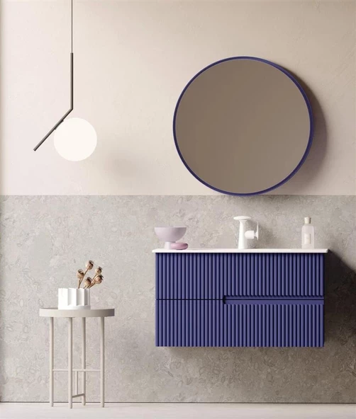 Orka Moonlight 90 cm Mat Lacivert Banyo Dolabı Takımı ürün görseli