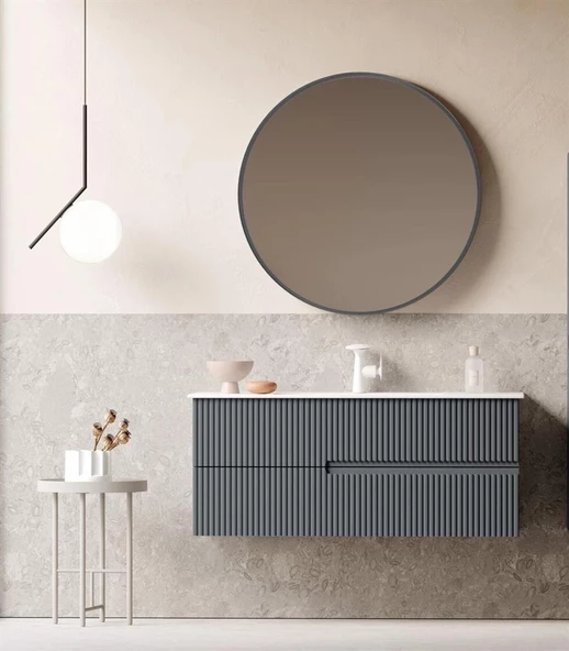 Orka Moonlight 120 cm Mat Antrasit Banyo Dolabı Takımı ürün görseli