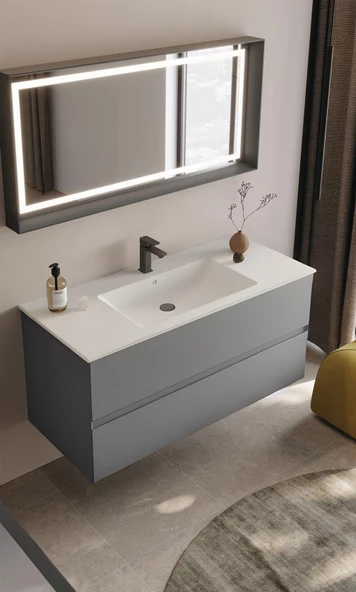 Orka Nest 120 cm Mat Gri  Banyo Dolabı Takımı - 3