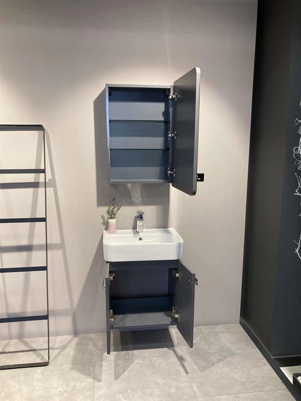 Orka Orbit 55 cm Parlak Gri Dolabı Takımı - Resim 4