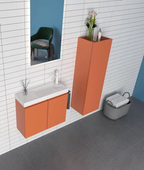 Orka Ferla 60 cm Mat Tarçin Banyo Dolabı Takımı - 3