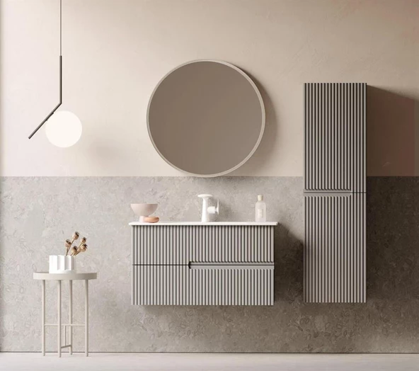 Orka Moonlight 90 cm Mat Vizon Banyo Dolabı Takımı - Resim 4