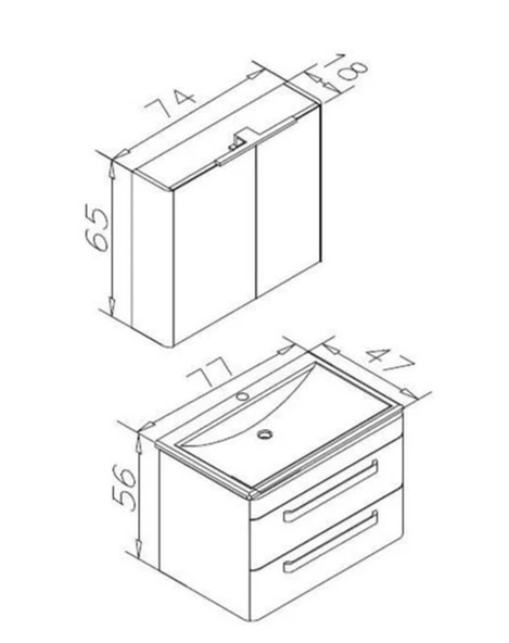 Orka Rose 80 cm Parlak Kaşmir Banyo Dolabı Takımı - Resim 4