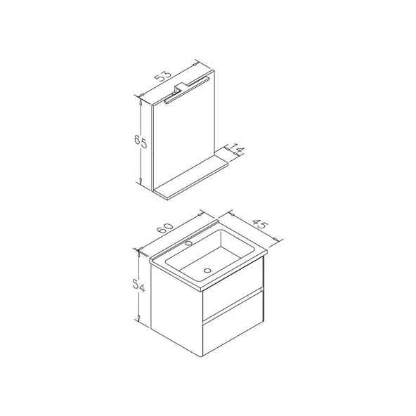 Orka Düden 60 cm Beyaz Banyo Dolabı Takımı - Resim 4