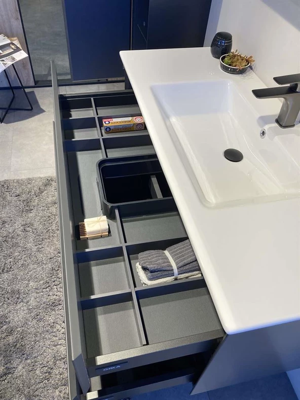 Orka Nest 120 cm Mat Antrasit  Banyo Dolabı Takımı - Resim 6