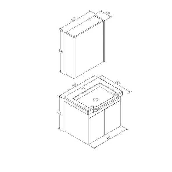 Orka Luna 65 cm Kahve Banyo Dolabı Takımı - Resim 4
