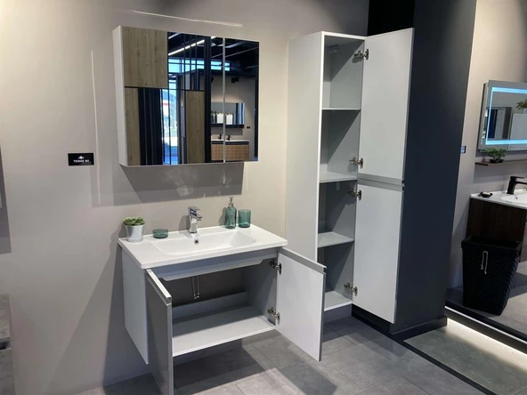 Orka Terme 80 cm Gri Kapaklı Banyo Dolabı Takımı - 3