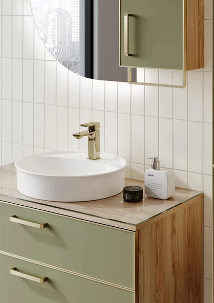 Orka Salerno 100 cm Sardunya Altın Banyo Dolabı Takımı - 4