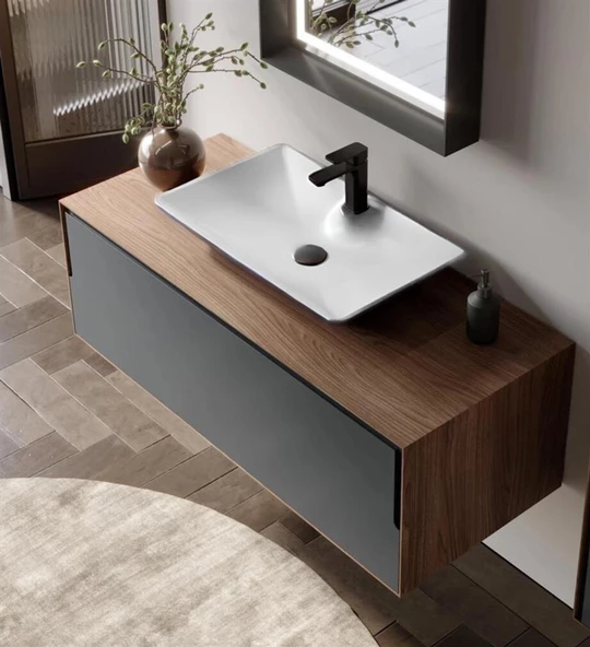 Orka Craft 120 cm Ceviz Banyo Dolabı Takımı - 2