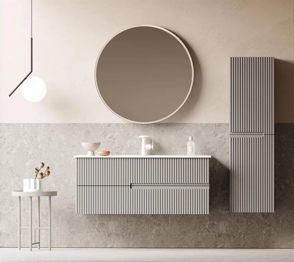 Orka Moonlight 120 cm Mat Vizon Banyo Dolabı Takımı - Resim 2