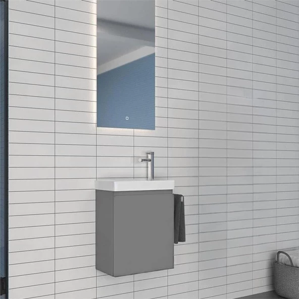Orka Ferla 40 cm Mat Gri Banyo Dolabı Takımı