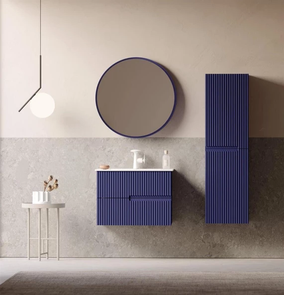 Orka Moonlight 70 cm Mat Lacivert Banyo Dolabı Takımı - Resim 2