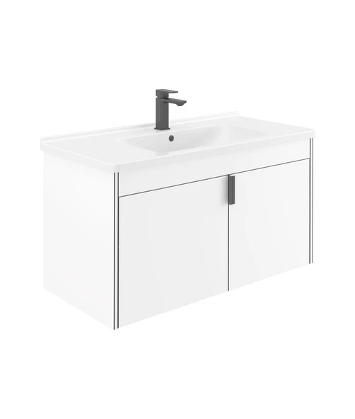 Orka Trio 80 cm Beyaz Kapaklı Banyo Dolabı Takımı ürün görseli