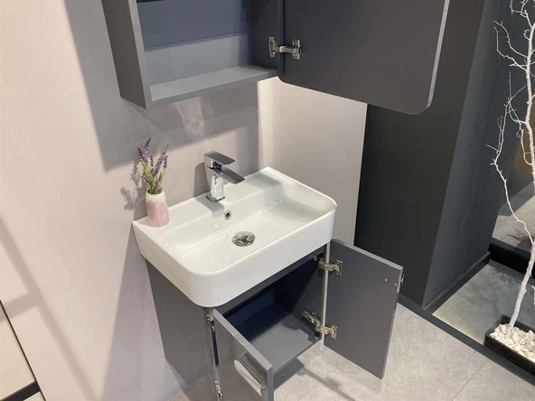 Orka Orbit 55 cm Parlak Gri Dolabı Takımı - Resim 3