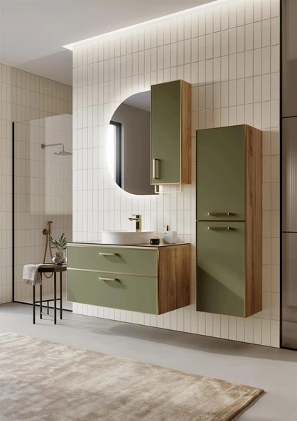 Orka Salerno 100 cm Sardunya Altın Banyo Dolabı Takımı - 2