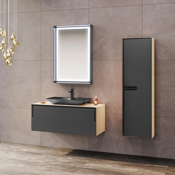 Orka Craft 100 cm Meşe Banyo Dolabı Takımı - Resim 3