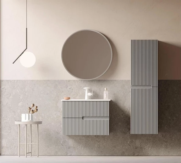 Orka Moonlight 90 cm Antrasit Banyo Dolabı Alt Modül ve Lavabo - 2