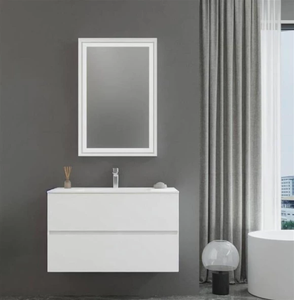 Orka Nest 90 cm Mat Beyaz  Banyo Dolabı Takımı