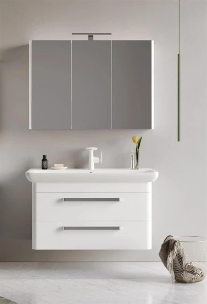 Orka Rose 100 cm Parlak Beyaz Banyo Dolabı Takımı ürün görseli