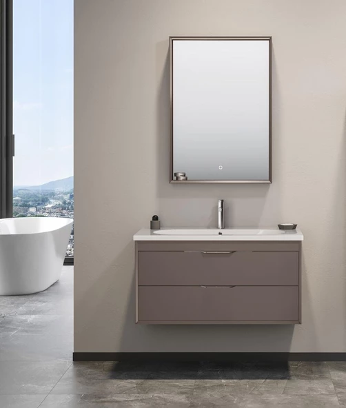 Orka Clay 80 cm Toprak Çekmeceli Banyo Dolabı Takımı