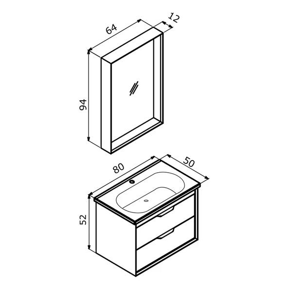 Orka Clay 80 cm Beyaz Çekmeceli Banyo Dolabı Takımı - Resim 3