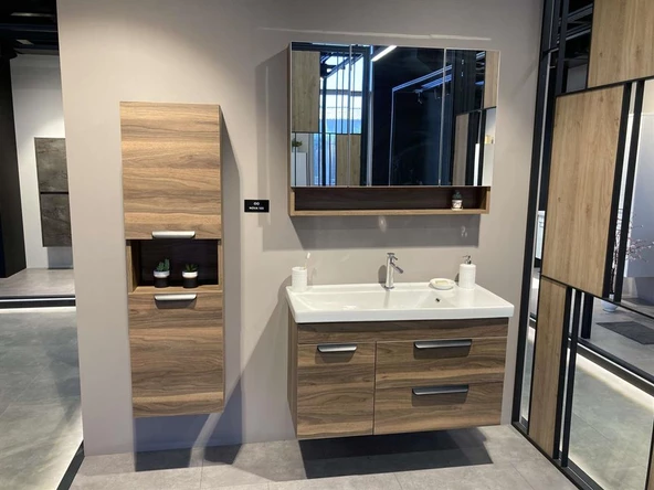 Orka Nova 100 cm Ceviz Banyo Dolabı Takımı - Resim 5