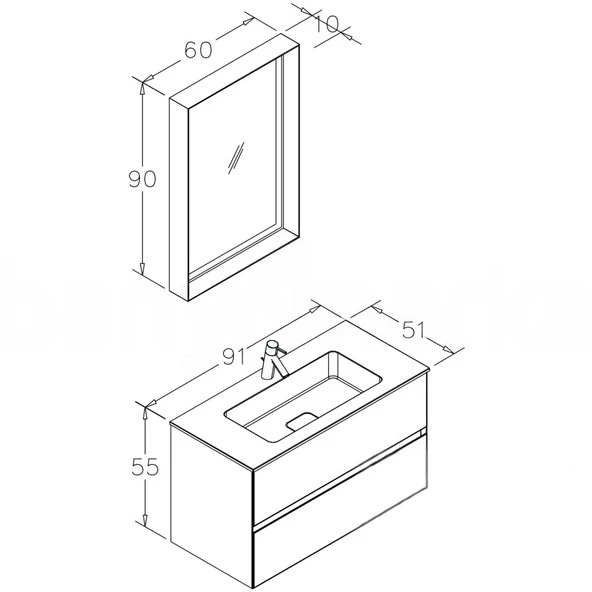 Orka Nest 90 cm Mat Antrasit  Banyo Dolabı Takımı - Resim 4