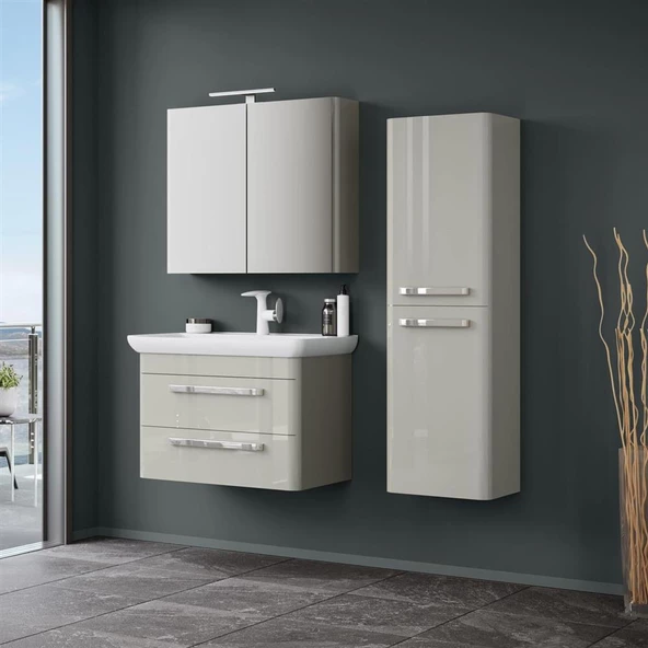 Orka Rose 80 cm Parlak Kaşmir Banyo Dolabı Takımı - Resim 3