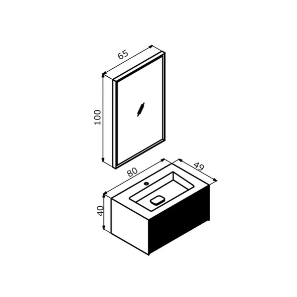 Orka Cube 80 cm Mat Vizon Banyo Dolabı Takımı - Resim 3