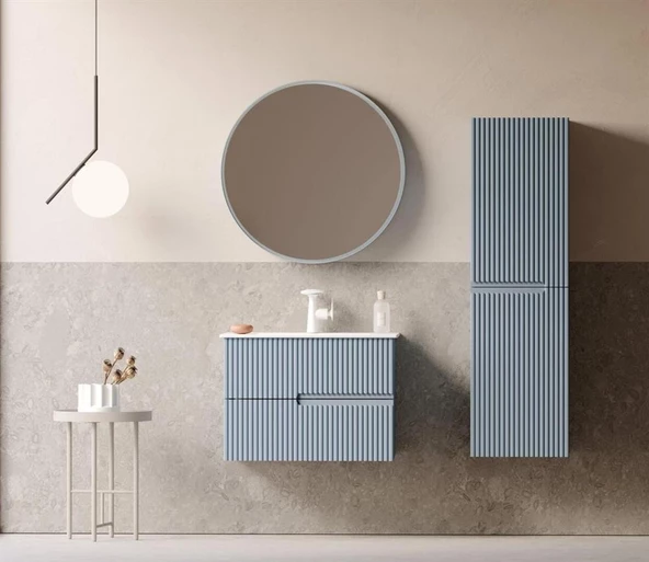 Orka Moonlight 70 cm Mat Mavi Banyo Dolabı Takımı - Resim 2