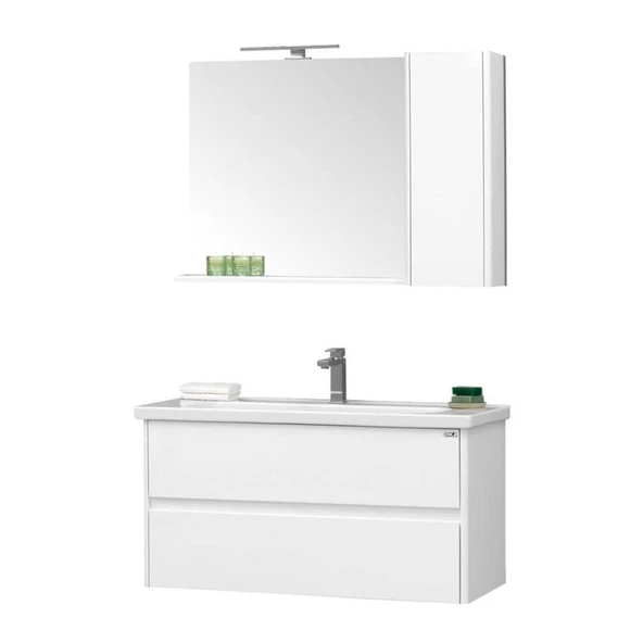 Orka Düden 100 cm Beyaz Banyo Dolabı Takımı - 5