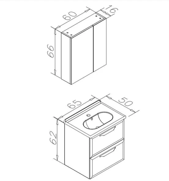 Orka Nuvola 65 cm Beyaz Banyo Dolabı Takımı - Resim 2