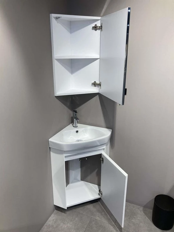 Orka Zag 45 cm Mat Beyaz Banyo Dolabı Takımı - Resim 3