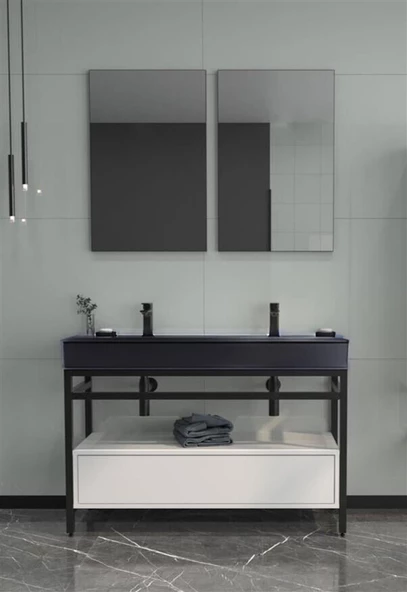 Orka Vegas 120 cm Mat Beyaz Banyo Dolabı Takımı