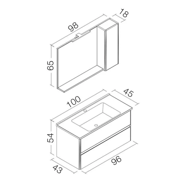 Orka Düden 100 cm Beyaz Banyo Dolabı Takımı - 7
