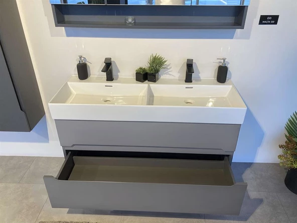 Orka Malta 120 cm Mat Gri Banyo Dolabı Takımı - Resim 4