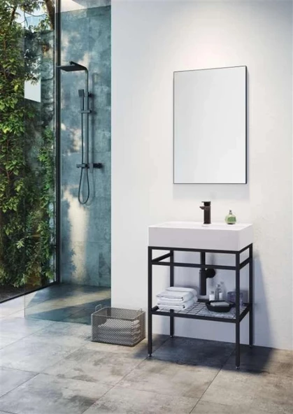 ORKA CAPETOWN 60 TAKIM BEYAZ LAVABO MAT  SIYAH