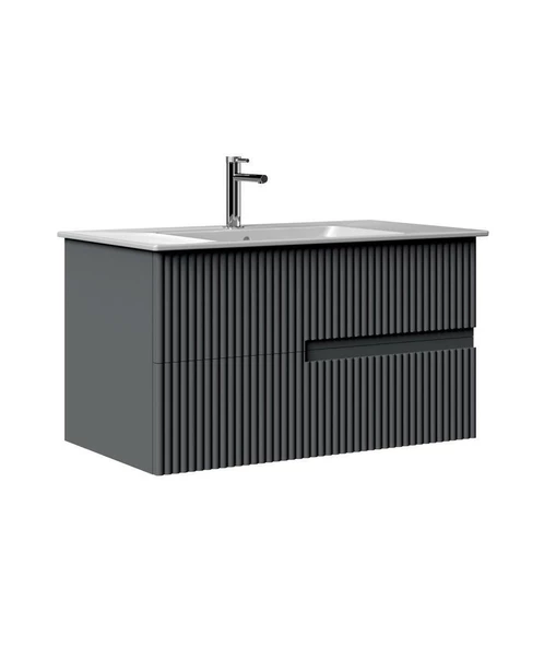 Orka Moonlight 90 cm Mat Antrasit Banyo Dolabı Takımı - Resim 3