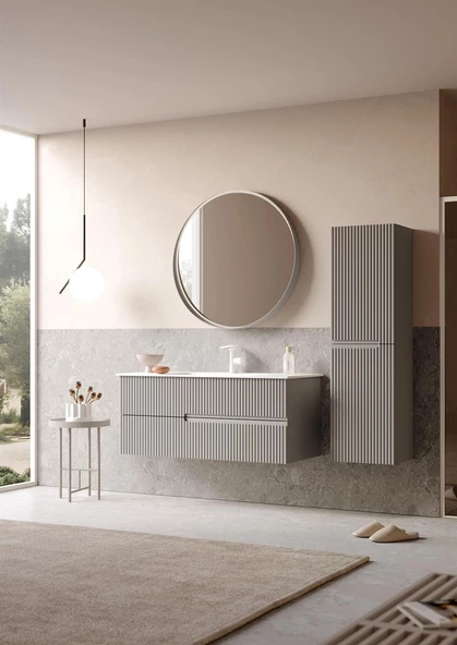 Orka Moonlight 120 cm Mat Vizon Banyo Dolabı Takımı - Resim 6