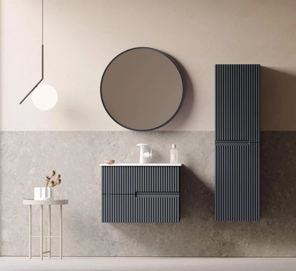 Orka Moonlight 70 cm Mat Antrasit Banyo Dolabı Takımı - Resim 2