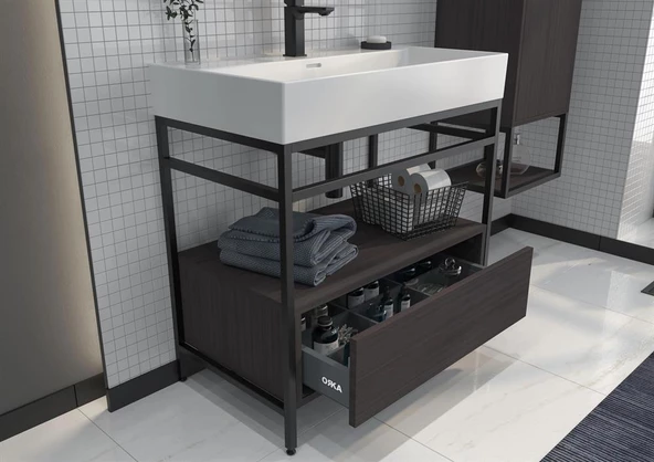 Orka Vegas 80 cm Antrasit Banyo Dolabı Takımı - Resim 2