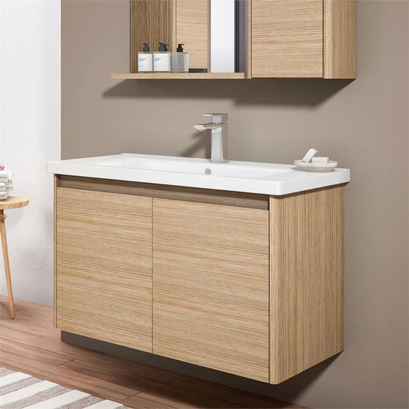 Orka Düden 65 cm Meşe Kapaklı Banyo Dolabı Takımı - Resim 3