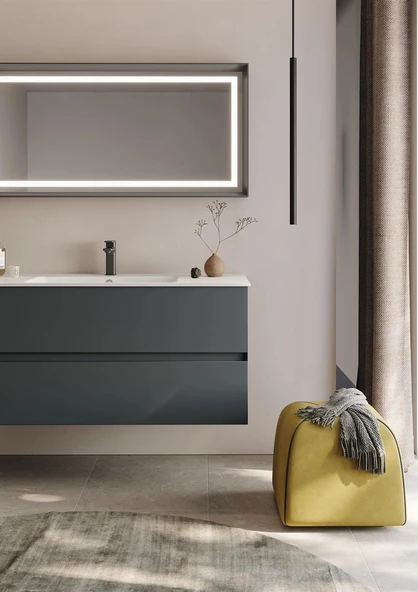 Orka Nest 120 cm Mat Antrasit  Banyo Dolabı Takımı - Resim 3