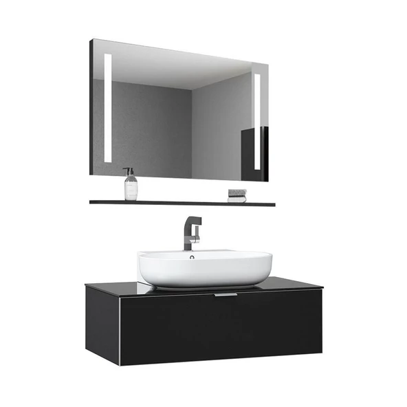 Orka Yalıköy 90 cm Parlak Beyaz Banyo Dolabı Takımı - Resim 3