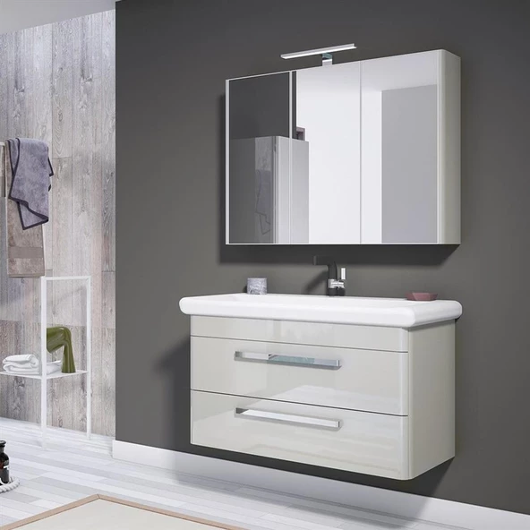 Orka Rose 100 cm Parlak Kaşmir Banyo Dolabı Takımı ürün görseli