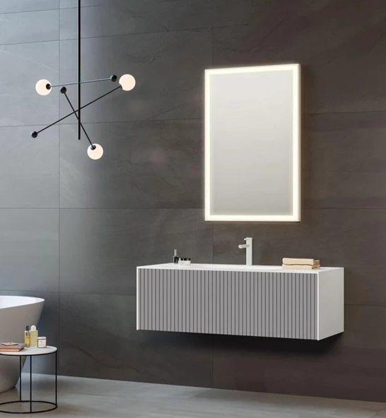 Orka Cube 120 cm Mat Gri Banyo Dolabı Takımı